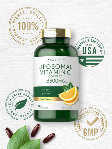 Carlyle Liposomal Vitamin C Complex | 250 Softgels | High Potency | Non-Gmo, Gluten Free