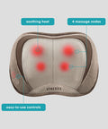Homedics Back And Neck Massager, Portable Shiatsu All Body Massage Pillow With Heat, Targets Upper And Lower Back, Neck And Shoulders. Lightweight For Travel