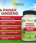 Korean Panax Ginseng (1000mg Max Strength) - 90 Capsules Root Extract Complex (Red & White), High Dosage Ginsenosides in Seeds, Asian Powder Supplement, Tablet Pills for Energy