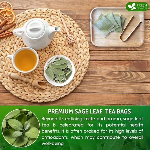 FreshDrinkUS, Premium 50 Mulberry Leaf Tea Bags, 100% Natural & Pure from Mulberry Leaves. Herbal Tea. Made with Natural Material Tea Bags. No Sugar, No Caffeine, No Gluten, Vegan.