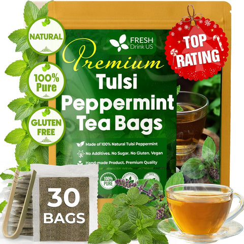 FreshDrinkUS, Premium 75 Mulberry Leaf Tea Bags, 100% Natural & Pure from Mulberry Leaves. Loose Leaf Herbal Tea. Made with Natural Material Tea Bags. No Sugar, No Caffeine, No Gluten, Vegan.