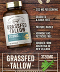 Grass Fed Beef Tallow 3120mg | 200 Softgel Capsules | Pasture Raised Bovine Supplement | Non-GMO, Gluten Free | by Herbage Farmstead