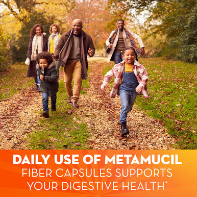Metamucil, Daily Psyllium Husk Powder Supplement, 3-In-1 Fiber For Digestive Health, Plant Based Fiber, 300Ct Capsules