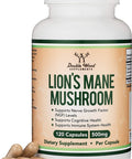 Lions Mane Mushroom Supplement Capsules Two Month Supply 120 Count Vegan Supplement Nootropics Brain Support Supplement and Immune Health Manufactured in The USA by Double Wood Supplements