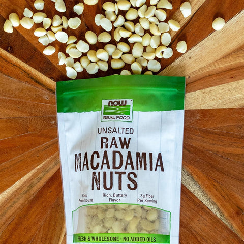 NOW Foods, Raw Macadamia Nuts, Unsalted, Good Source of Fiber, Non-GMO Project Verified, 8-Ounce (Packaging May Vary)