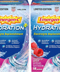 Emergen-C Hydration+ Vitamin C Sports Drink Mix, Raspberry, 18 Packets | Electrolytes for Hydration, 75% Less Sugar, Non-GMO, Vitamin C, Zinc and Manganese, Sports Formula