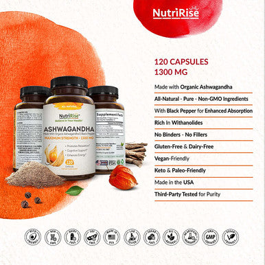 Ashwagandha Immune Support Maximum Potency Made with Organic Ashwagandha for Vitality Sleep Immune Support with Vitamins C B E Elderberry Turmeric Powerful Immune Boosters