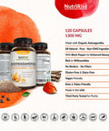 Ashwagandha + Turmeric with Ginger Maximum Strength to Support Relaxation and Wellbeing - Gluten-Free Adaptogenic Supplement for Immune & Sleep Support for Women, Men & Adults