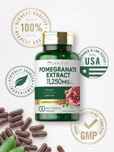 Carlyle Pomegranate Extract | 11250mg | 100 Capsules | Non-GMO Gluten Supplement | Traditional Herb