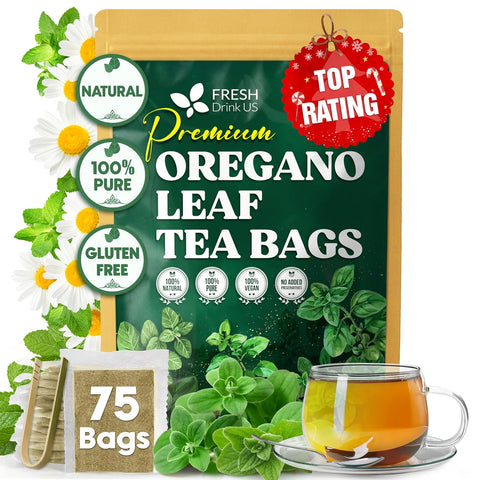 FreshDrinkUS, Premium 75 Mulberry Leaf Tea Bags, 100% Natural & Pure from Mulberry Leaves. Loose Leaf Herbal Tea. Made with Natural Material Tea Bags. No Sugar, No Caffeine, No Gluten, Vegan.