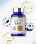 Citicoline Supplements 500Mg | 120 Capsules | Cdp Choline | Non-Gmo, Gluten Free | By Carlyle