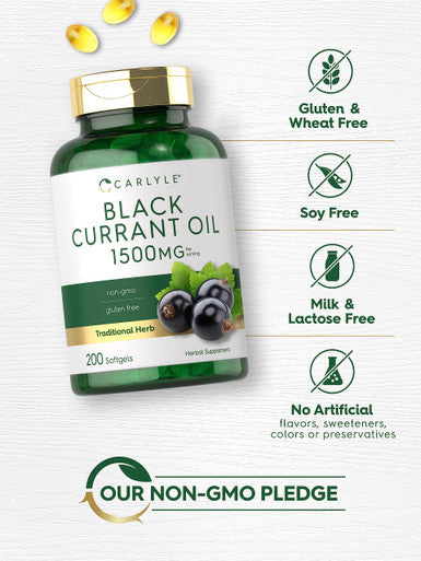 Carlyle Black Currant Oil Softgels | 1500Mg | 200 Count | Non-Gmo And Gluten Free Formula | Black Currant Seed Oil