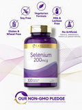Yeast Free Selenium Supplement | 200mcg | 300 Capsules | Vegetarian, Non-GMO, and Gluten Free Mineral Formula | L-Selenomethionine | Value Size | by Carlyle