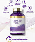 Carlyle Yeast Selenium Supplement | 200mcg | 300 Capsules | Vegetarian Non-GMO and Gluten Mineral Formula | L-Selenomethionine | Value Size