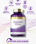 Yeast Free Selenium 200Mcg Supplement | 300 Capsules | Vegetarian, Non-Gmo, And Gluten Free Mineral Formula | L-Selenomethionine