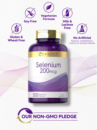 Yeast Free Selenium 200Mcg Supplement | 300 Capsules | Vegetarian, Non-Gmo, And Gluten Free Mineral Formula | L-Selenomethionine