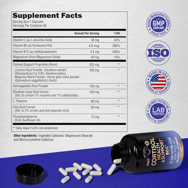 NUTRAHARMONY Glucosamine Chondroitin Capsules & Cortisol Support Complex