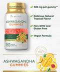 Carlyle Ashwagandha Gummies | 150 Count | Natural Tropical Flavor | Vegan, Non-GMO, Gluten Free Root Extract