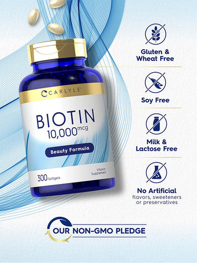 Carlyle Biotin 10000Mcg | 300 Softgels | Max Strength | Non-Gmo, Gluten Free Supplement