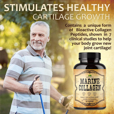 HERBALICIOUS Marine Collagen Capsules - Non Gmo, Gluten-Free Hydrolyzed Fish Collagen Supplements For Radiant Skin, Hair, Nails, Joints, & Bones - Made In Usa - 120 Capsules, 30 Days Supply
