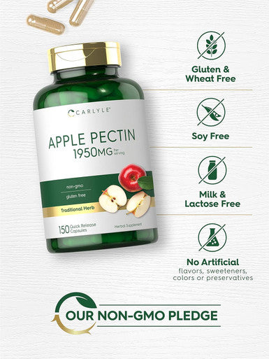 Carlyle Apple Pectin | 1950mg | 150 Capsules | Non-GMO & Gluten Herbal Supplement