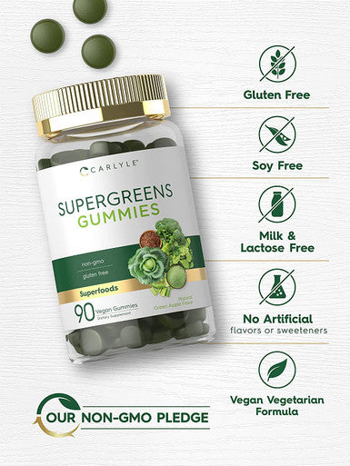 Carlyle Super Greens Gummies | 90 Count | Vegan, Non-GMO and Gluten Free Supplement