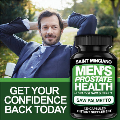 Saint Mingiano Men'S Prostate Health - 120 Capsules Of Advanced Prostate Supplements For Men With Saw Palmetto, Supporting Urinary Function And Hair Health 3 Months Supply Of Natural Herbal Supplements