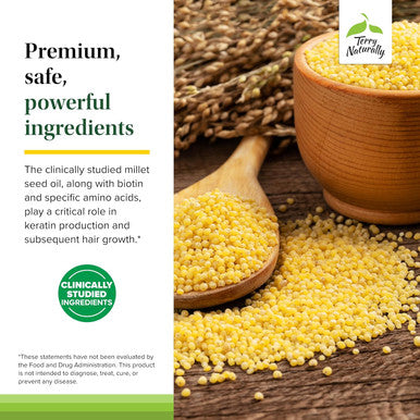 Terry Naturally Hair ReFormula - Hair Growth Support Supplement With Horsetail Biotin & Folic Acid - Millet Seed Oil For Keratin Production Support - 60 Softgels