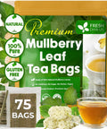 FreshDrinkUS, Premium 120 Mulberry Leaf Tea Bags, 100% Natural & Pure from Mulberry Leaves. Loose Leaf Herbal Tea. Made with Natural Material Tea Bags. No Sugar, No Caffeine, No Gluten, Vegan.