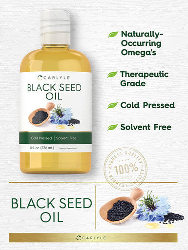 Carlyle Blackseed Oil | 8 Fluid Ounces | Cold Pressed & Solvent Free | Vegetarian, Non-GMO, and Gluten Free Supplement