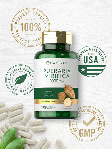 Pueraria Mirifica Capsules 1000Mg 120 Capsules Non-Gmo and Gluten Free By Carlyle