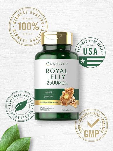 Carlyle Royal Jelly Capsule | 2500mg | 120 Count | Non-GMO and Gluten Formula | Traditional Supplement