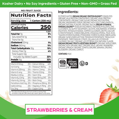 Orgain Bundle - Vanilla and Strawberry Protein Shakes - 12 Count Each, Ready to Drink, Made without Gluten and Soy, Non-GMO