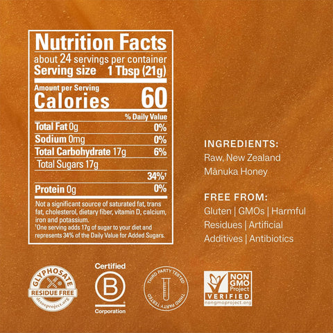 Manukora Raw Manuka Honey MGO 50+, New Zealand Honey, Non-GMO, 3rd-Party Tested, Glyphosate Residue Free Certified, 2000+ Natural Compounds, Traceable from Hive-to-Hand, Daily Wellness Support Ã¢â‚¬â€œ 500g
