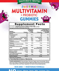 Kids Multivitamin Gummies with Probiotics | 60 Count | Vegetarian, Non-GMO, Gluten Supplement | Vitamin C, D3 & Zinc | Berry Punch Flavor | by Nature's Truth