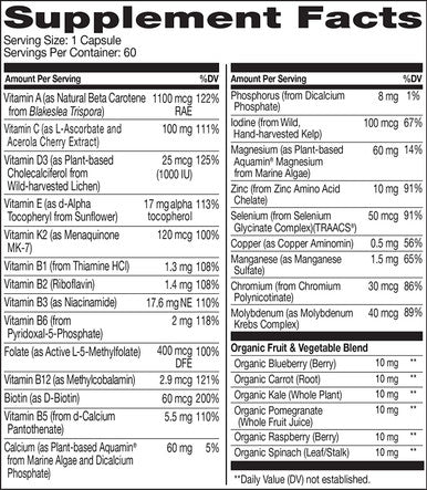 NATURELO One Daily Multivitamin for Men 50+ - with Vitamins & Minerals + Organic Whole Foods - Supplement to Boost Energy, General Health - Non-GMO - 60 Capsules | 2 Month Supply