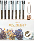 Thoughtfully Gourmet Tea Therapy Infusion Set 7 Unique Flavors and Reusable Copper Ball Infuser Loose Leaf Tea Set Flavors Include Peppermint Jasmine Vanilla Chai and More Set of 7