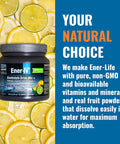 Ener-Iv Electrolyte Hydration & Energy Drink Mix Potassium Zinc & Vitamin C Electrolytes Powder - Muscle Recovery & Immunity Sports Drinks For Women & Men, Low Sugar Non-Gmo - Lemon Lime - 45 Servings