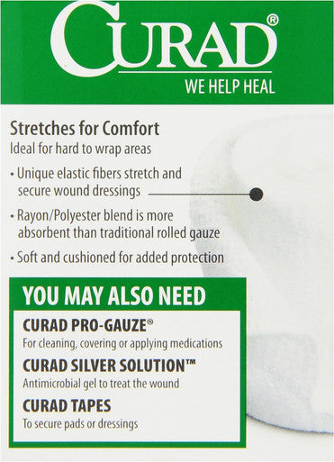 Curad SoothePlus Prosorb Rolled Gauze 2" x 2.5 yd. Not Made from Natural Rubber Latex Pack of 24