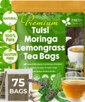 FreshDrinkUS, Premium 75 Mulberry Leaf Tea Bags, 100% Natural & Pure from Mulberry Leaves. Loose Leaf Herbal Tea. Made with Natural Material Tea Bags. No Sugar, No Caffeine, No Gluten, Vegan.
