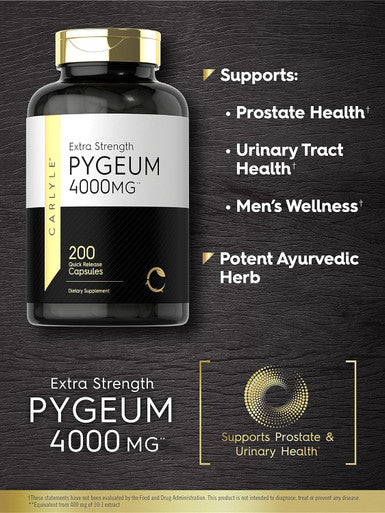 Carlyle Pygeum Africanum Bark | 200 Capsules | High Potency Extract | Non-GMO Gluten Supplement