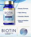 Carlyle Biotin 1000mcg | 250 Vegetarian Tablets | Beauty Formula Supplement | Non-GMO Gluten