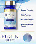 Carlyle Biotin 1000Mcg | 250 Vegetarian Tablets | Beauty Formula Supplement | Non-Gmo, Gluten Free