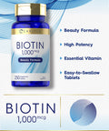 Carlyle Biotin 1000Mcg | 250 Vegetarian Tablets | Beauty Formula Supplement | Non-Gmo, Gluten Free