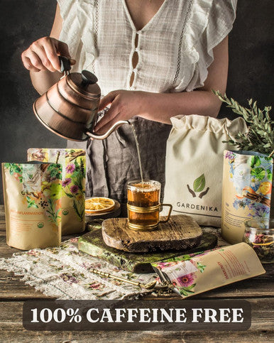 Gardenika Organic Loose Leaf Tea Sampler - Herbal Caffeine- Set - Ayurvedic Blend KSA her No Natural or Artificial Flavors (5 Pack)