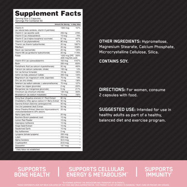 Optimum Nutrition OptiWomen Vitamin C Zinc and Vitamin D for Immune Support Womens Daily Multivitamin Supplement with Iron Capsules 120 Count