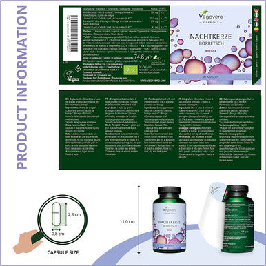 Evening Primrose Oil VegaveroÃƒâ€šÃ‚Â® | 100% Organic & Cold-Pressed | with Borage Seed Oil | 90 Vegan GreenCapsÃƒâ€šÃ‚Â® Capsules | No Additives | Rich in Linoleic Acid, Omega 3 & GLA