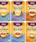 Yogi Tea Stress Relief & Herbal Tea Variety Pack - 16 Tea Bags per Pack (6 Packs) - Organic Herbal Tea Sampler - Includes Bedtime Tea Kava Stress Relief Tea Soothing Caramel Bedtime Tea & More