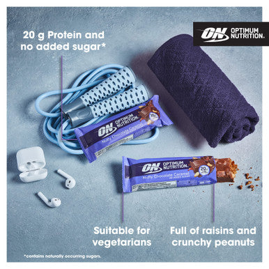 Optimum Nutrition Nutty Chocolate Caramel Crispy Protein Bars No Added Sugars On The Go Pre-Workout And Post-Workout Gym Snack For Men And Women 10 X 70 G