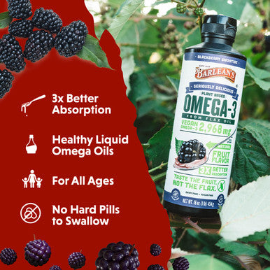 Barlean'S Omega Swirl Omega-3 Flax Oil Supplement Blackberry 16 Fl Oz